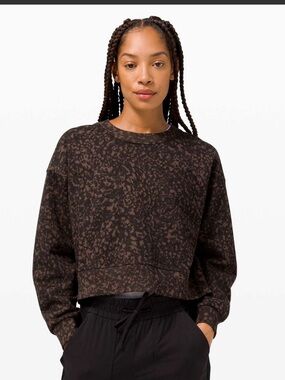 Lululemon Perfectly Oversized Crop Crew in Wild Thing Camo Brown Earth Multi